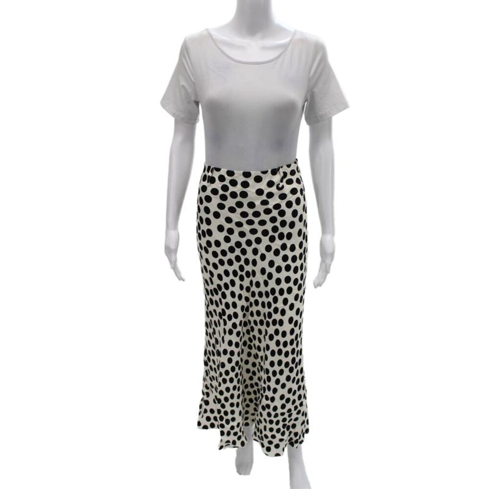 MNG Womens Black Polka Dot Maxi Skirt Long 97% Aluminium 3% Viscose Size S